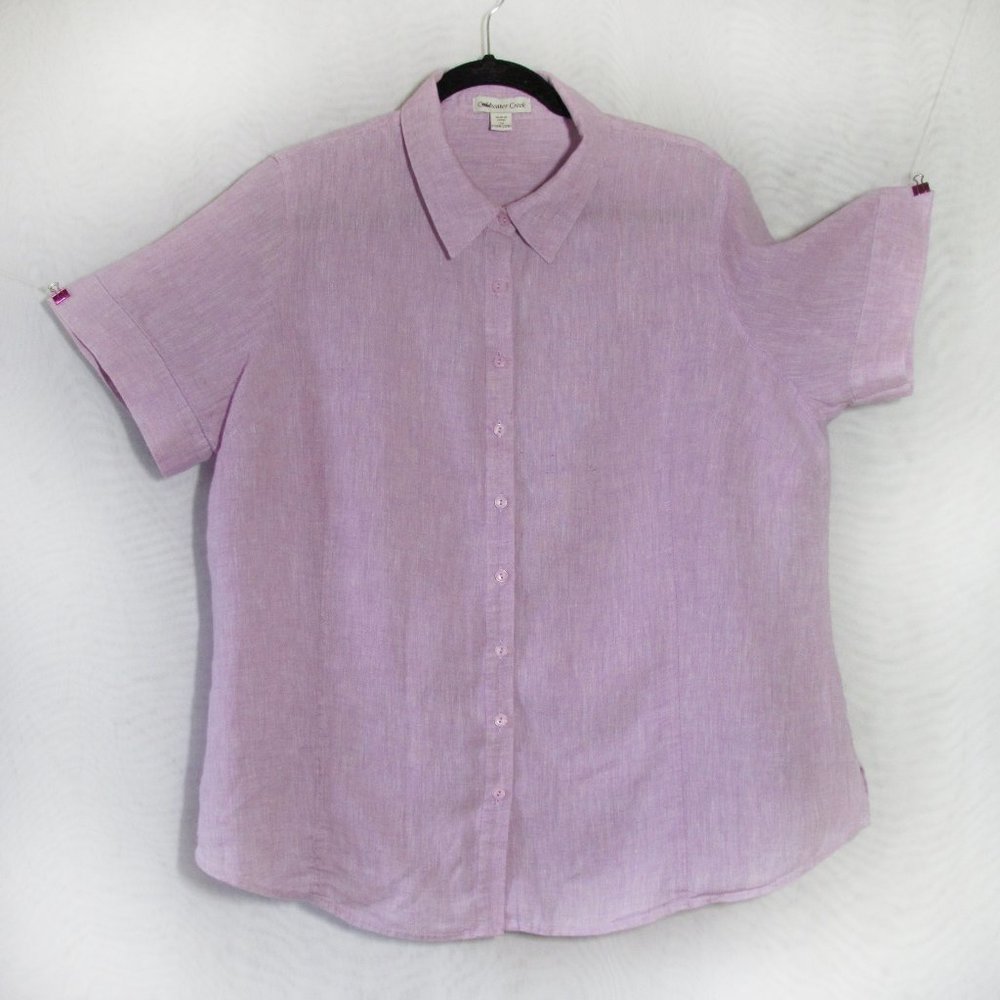 COLDWATER CREEK 2X Lavender Linen Blouse/CLASSIC